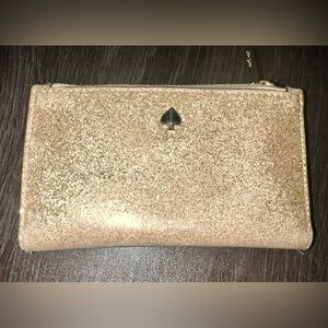 kate spade Rose Gold Glitter Zip-Around Wallet